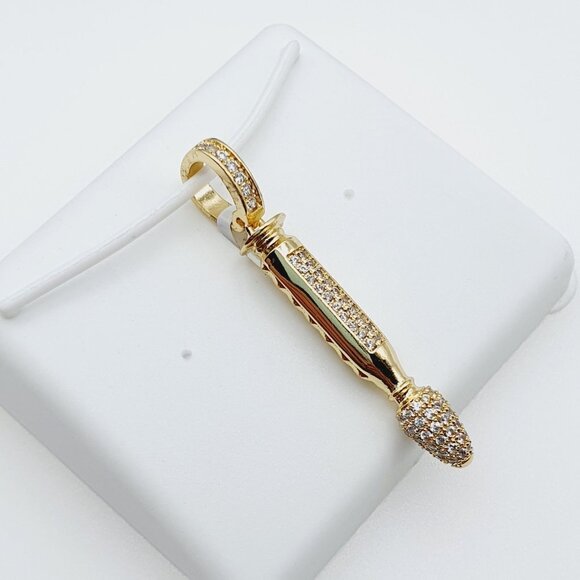 "14K Gold Plated Cubic Zircon Pendant, INUS1BR098 - Picture 8 of 10